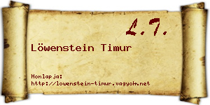 Löwenstein Timur névjegykártya